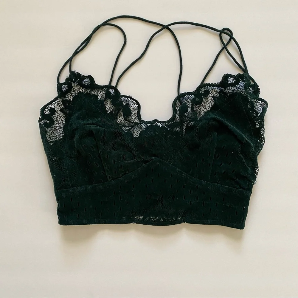 Free‎ People FP One Flocked Velvet Lace Adella Bralette Small